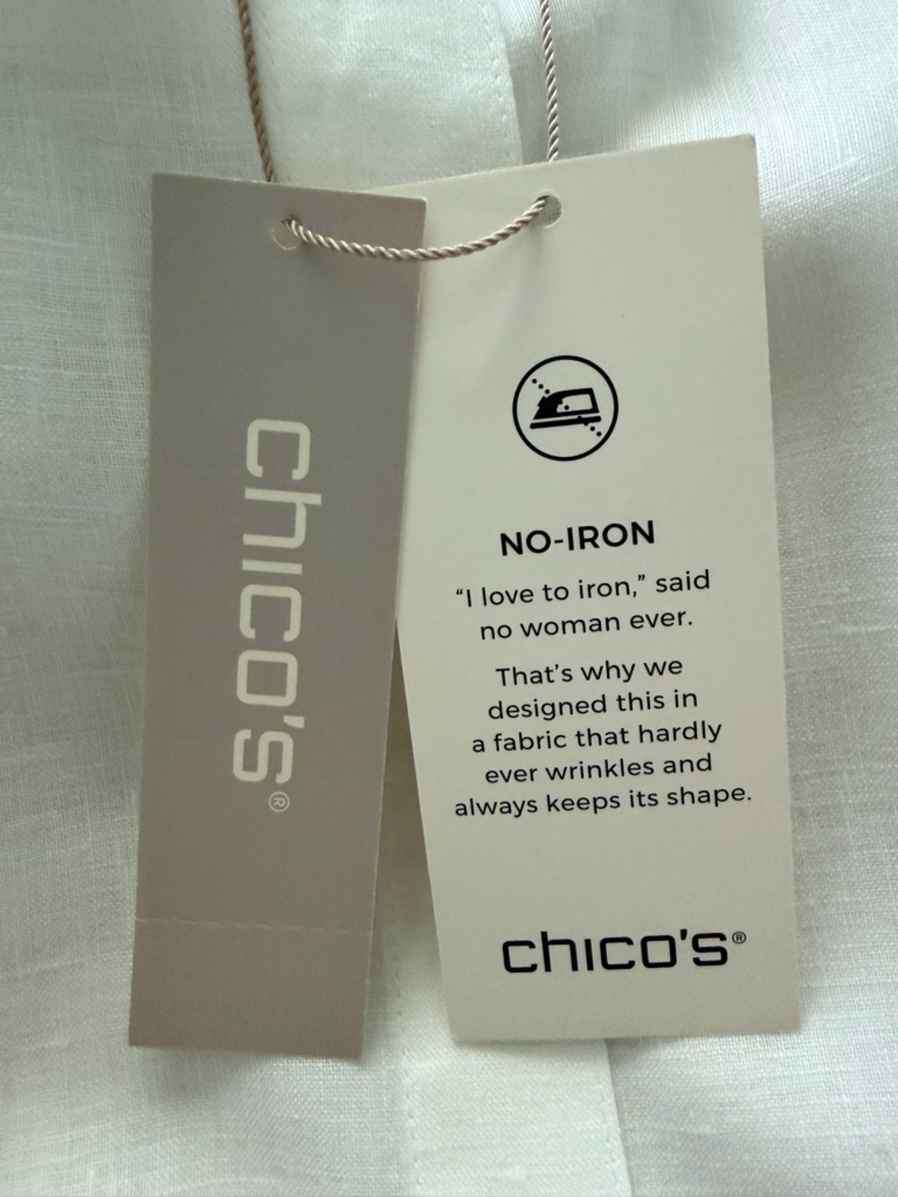 NWT Chico's No Iron White Linen Button-Front Lightweight Blouse - Picture 3 of 3